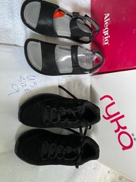 Women's Shoes--size 9--one Pair Black (RYKA) Sneakers--One Pair Black Sandals (Alegria)