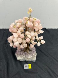 Nice Decorative Stone Tree With Geode Base, Approx 12 Inches High