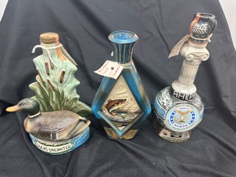3 Collectible Jim Beam Decanters, Ducks Unlimited Etc.