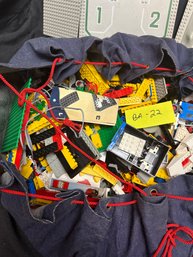 Legos -- Denim Lego Bag Filled With Vintage Legos -- Guessing Weight Is 20-25 Pounds