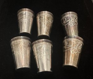 .800 Silver Drinking Cups/shot Glasses, Heavy --weight -- 127.53 Grams