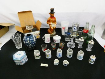 Large Lot Of Glass And Ceramic Items / Coke Bottles  - Mini Steins - Glasses - Decanter And More!