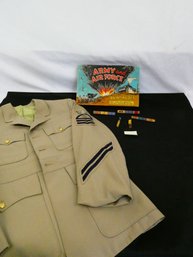 Small Military Related Lot - Uniform Jacket / Insignia / Toy Printing Set