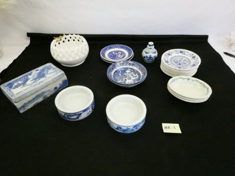 Nice Lot Of Tableware - James Shaw / Blue Heritage / Ornate White Glass Bowl And More