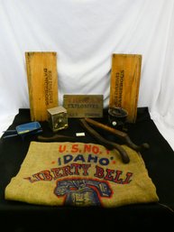 Vintage Lot With Antique Wood Rasps / Explosive Case Sides / Camp Stove And More