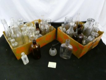 (lot Of 2) Boxes Of Vintage/antique Glass Bottles - Beautiful Mixed Lot With Some Purpling