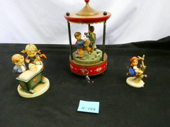 (Lot Of 3) Fine European Decorative Items - Swiss Music Box (works!) And Two West German Goebel Figurines