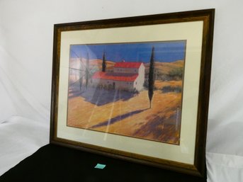 Signed Painting With Nice Frame And Matted...maybe Italy Countryside. 37'x31.5