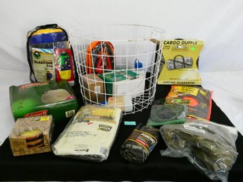 Big Lot Of Outdoor And Hunting Items. Childs, Sleeping Bag, Duffle, Rain Suit And Much More!