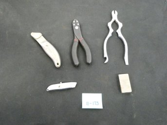 Small Lot Of Tools. Including  Craftsman, And German Solingen Wire Cutters, Lewis Box Cutter And More.