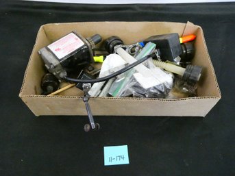 Box Lot Of Automotive And Misc. Items. An Electric Starter, Hitch Ball, Fuel Pump Kit, And Sooo Much More!!