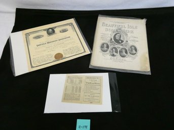 Lot Of 3 Paper Items Pertaining To James A Garfield