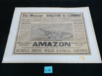 Vintage Schell Brothers Wild Animal Advertisement --Circus Sideshow