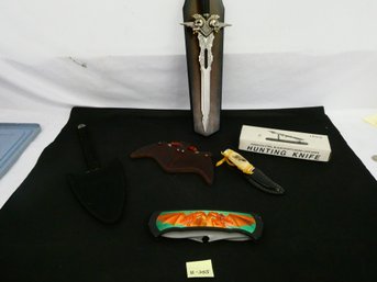 (Lot Of 6) Large Knives - Display And Functional - Some With Stands