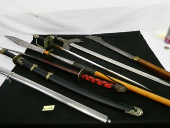 (Lot Of 7) Large Replica Weapons / Glave And Swords - Clean!!