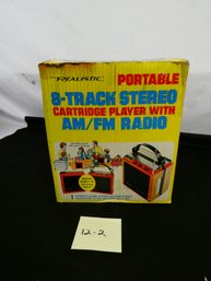 Realistic Portable 8 Track Stereo Radio In Original Box W/ Tapes!