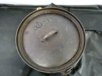 Lodge #12 Cast Iron Pot W/lid And  Carrying Bag! HEAVY!