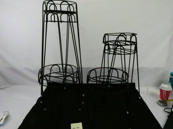 Metal Plant Stands! Lot Of 6 In 3 Sizes. Measure 15, 21 And 30 Tall