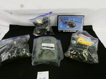 Large Lot Of Army Men And Accessories W/ Helicopter Model.