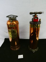 Lot Of 2 Fire Extinguishers! Brass Or Copper?  Look At These Carefully, Very Nice