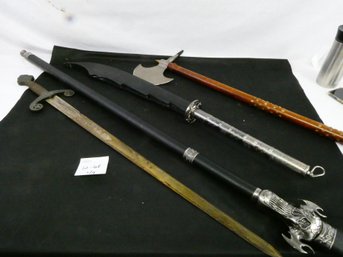 Lot Of 4 Ornamental And Decorative Weapons.