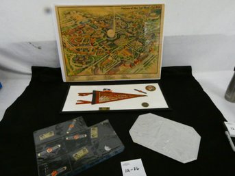 1939 New York Worlds Fair Memorabilia! Poster, Trivet And Pennant Other Paper.