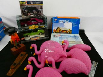 Tub Lot Of Toys! American Muscle Cars, Unopened Models, And Who Can't Love A Flock Of Flamingo's!