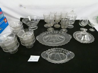 Lot Of Clear Glass Centennial Dishes 1776 - 1876 - Plus A Few Extra's!