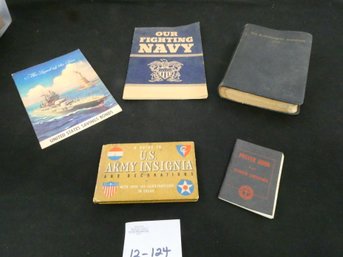 Vintage Military Ephemera! 1940 Bluejackets Manual, 1943 Servicemen Prayer Book And Others.