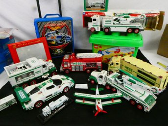 Huge Lot Of HESS Trucks And Cars! Also Empty Lego Bucket And Empty Hot Wheels Case!