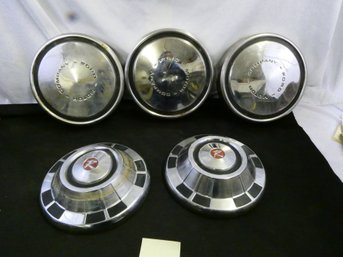 Vintage Hubcaps - 3 Ford And 2 From Nash Rambler!