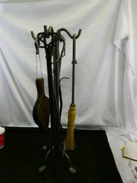 Very Nice Set Of Fireplace Tools With Stand. HEAVY