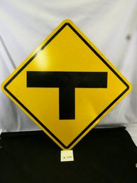 Metal T Intersection Road Sign - 33 X 33