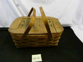 Picnic Basket With A Box Of Wooden Letters And Box Of Paneling Samples! Basket 18 X 13 X 8