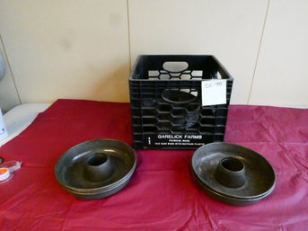 Milk Crate Lot Of 16 Old Steel Round Cake Pans - 9.5' Diameter -Fruitcake? Rum Cake? Quality Vintage Bakeware!