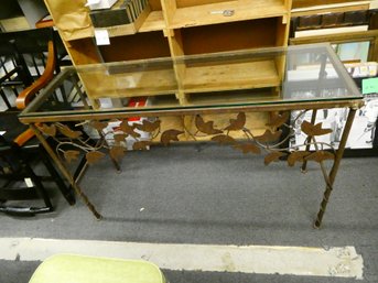 Metal Hall Table With Glass Top - 47'W X 30'H X 16'D