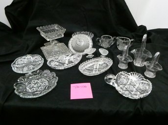 (Lot Of 17) Cut And Cast Glass Serving Pieces