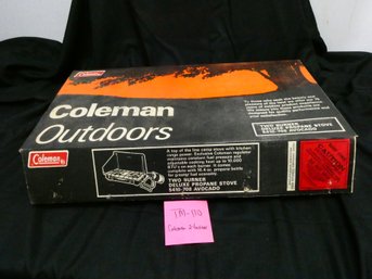 Vintage Coleman 2-burner Deluxe Propane Stove In Original Box - Almost Unused! Mdl 5410-708 Avocado
