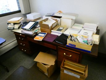 Large Desk Lot Of Business Paper And Supplies - Check Stock, Mailers, Paper, Cover Stock And MORE
