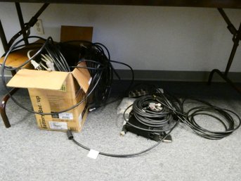 Vintage Networking Lot - As Pictured - Cables And A BlackBox Rack Mounted Multi Line Modem