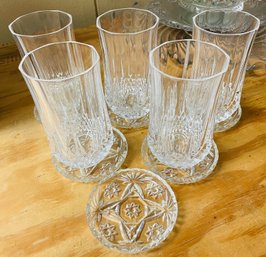 Beautiful Heavy Leaded Crystal Water Glasses And 6 Crystal Chargers To Coordinate