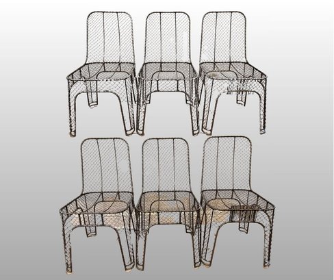 Set Of Six Wire Mesh Dining Side Chairs
