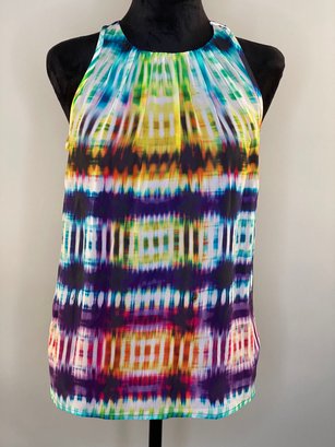 Trina Turk Size Petite Sleeveless Multicolored Silk/Chiffon Top