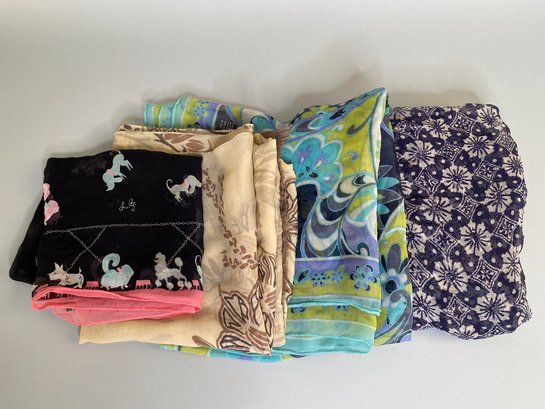 Collection Of Thin Fashion Scarves Including One Coach