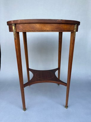 French Style Marquetry Top Table With Brass Mounts
