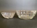 Two Glass Bowls With Geometric Rims