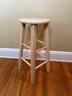 Three Bleached White Wood Tall Counter Stools