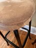 Two Brown Painted Metal Counter Stools