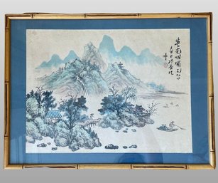 Chinese Watercolor Mountain Landscape