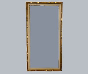 Wall Mirror With Antique Gold Border And Linen Trim